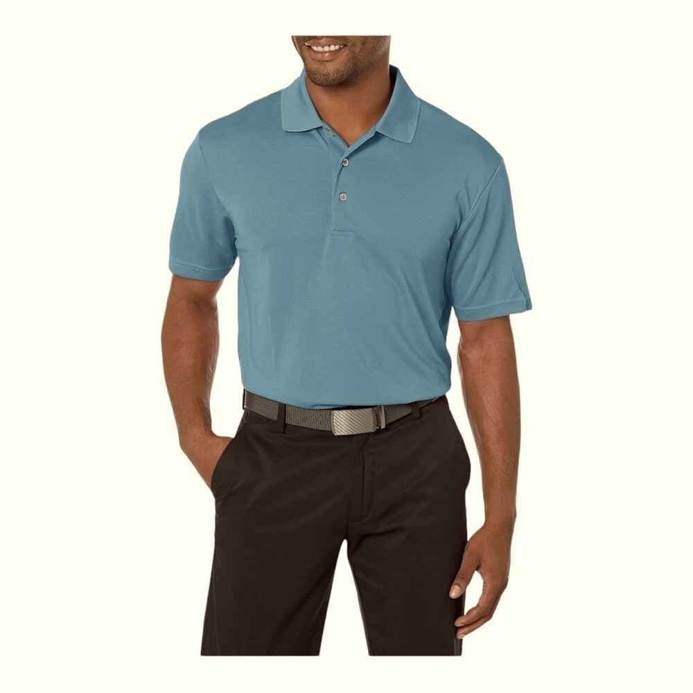 PGA Tour Airflux Mens XXL Blue Mesh Short Sleeve‎ Golf Polo Shirt
